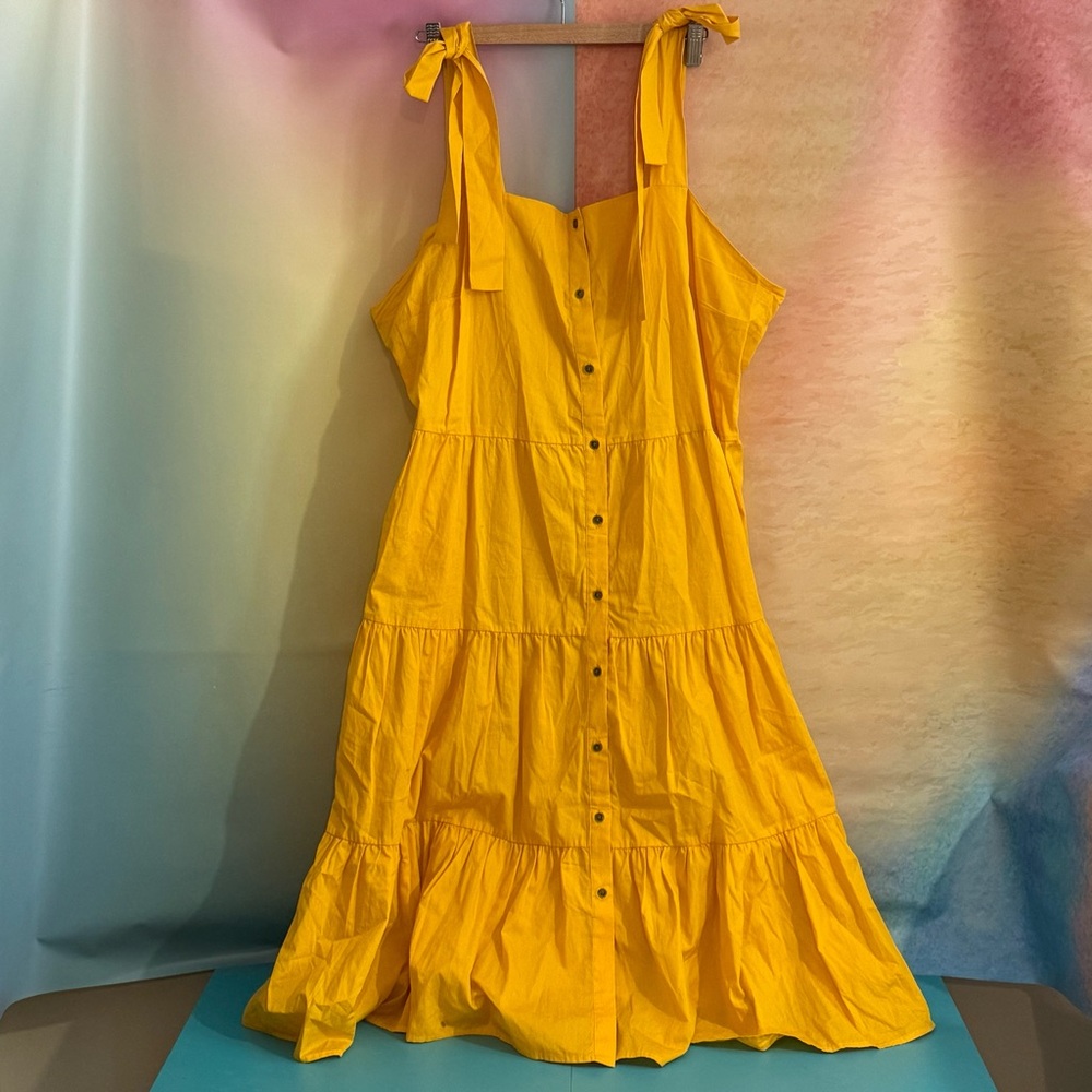 Who What Wear Yellow Tiered Midi Dress